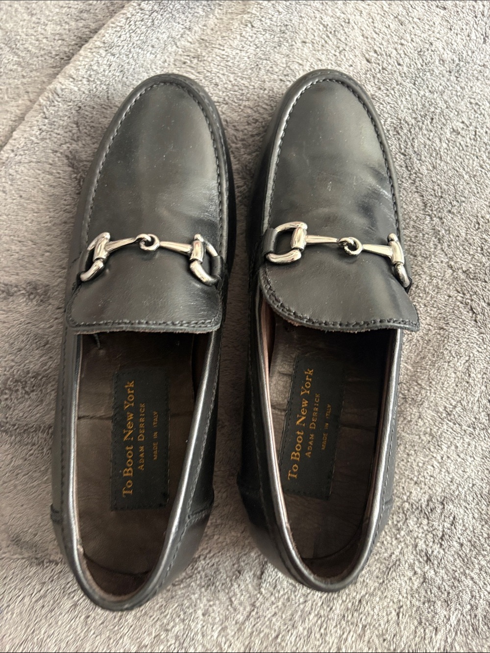 To Boot Black Leather Horsebit Loafers